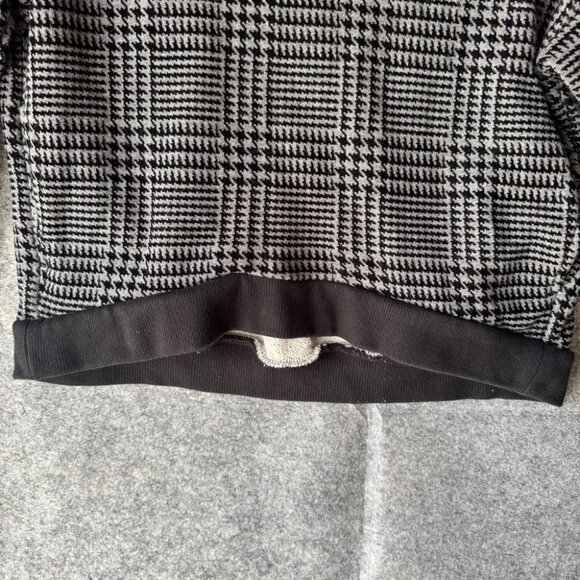 John Elliott Hoodie Black White Plaid Houndstooth Cropped Sweatshirt - Picture 4 of 12